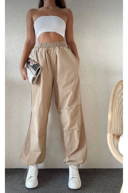 Cepli Paraşut Pantalon - Bej