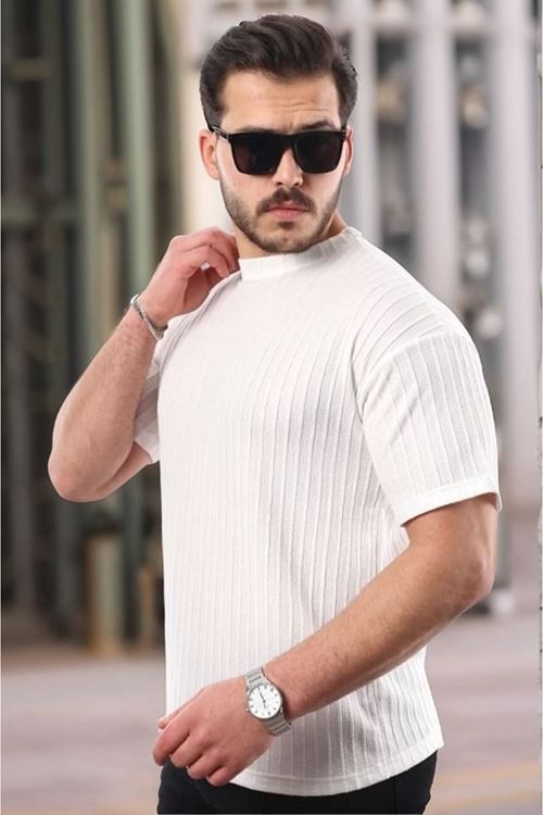 Erkek Kısa Kollu örgü Kumaş Bisiklet Yaka T-shirt