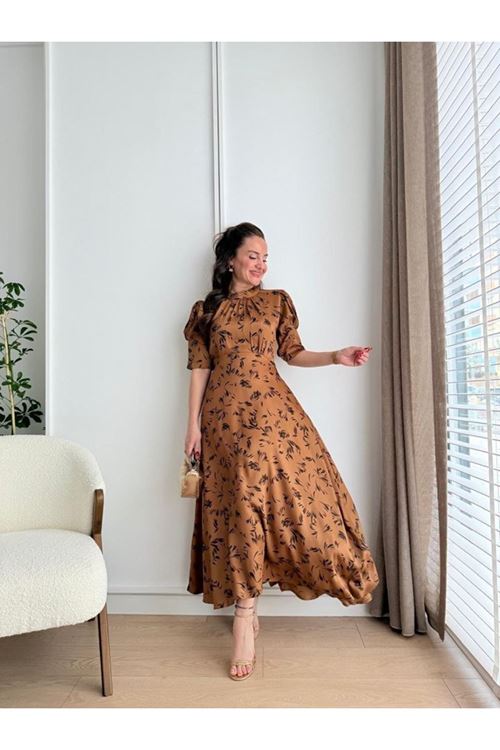 Moccah Yakası Bağlama Detaylı Elbise