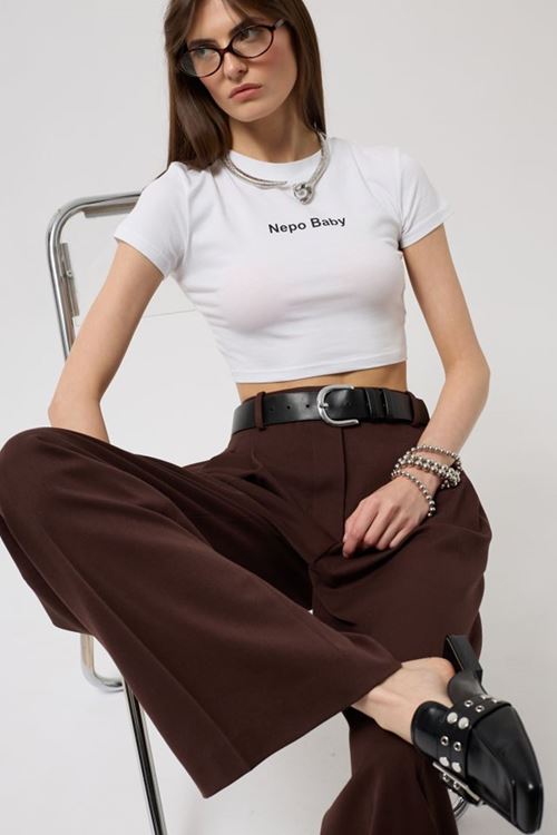 Nepo Baskılı Crop T-Shirt