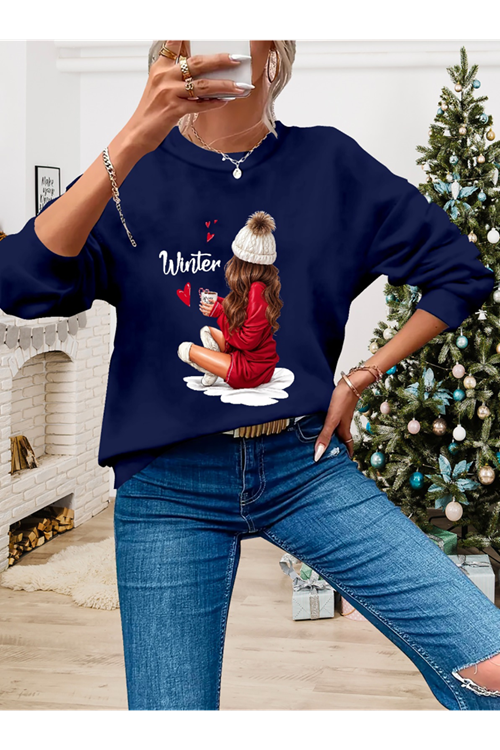 Kadın Yılbaşı Özel Uzun Kollu Bisiklet Yaka Desenli Viskon Iki Iplik Bluz