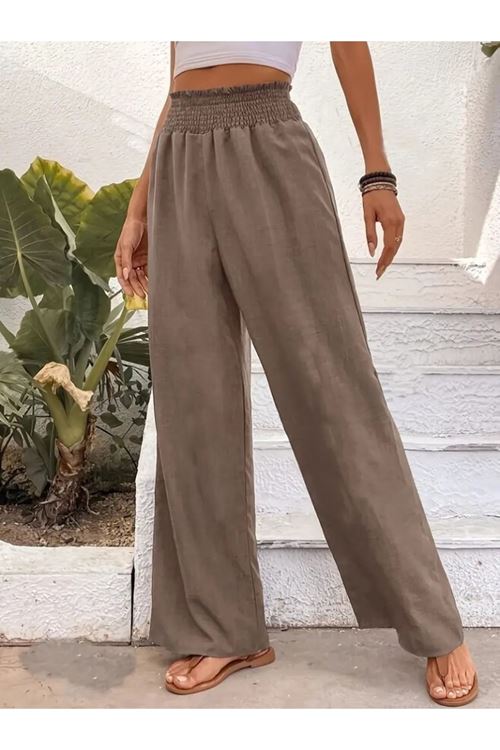 Kadın Yüksek Bel Lastikli Ithal Krep Pantolon