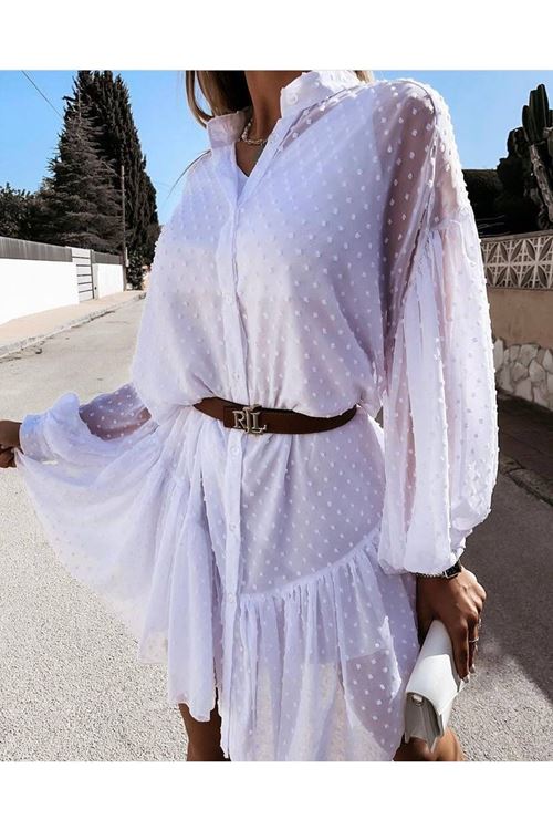 Kadın Puantiyeli Içi Astarlı Tül Elbise