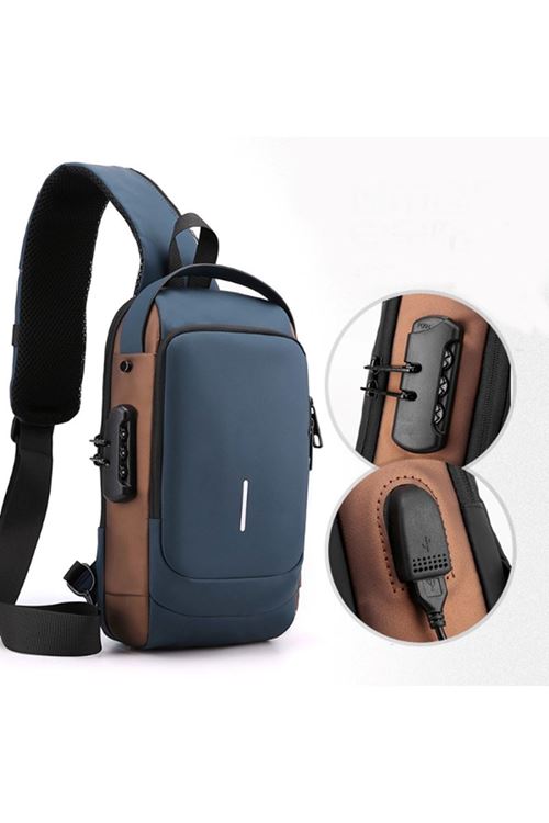 Powerbank Destekli Erkek Ön Göğüs Çantası