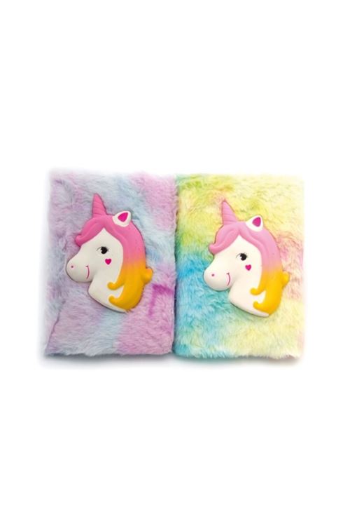 Kabartmalı Unicorn Tasarımlı Peluş Hatıra Defteri