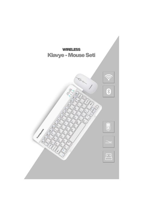Beyaz Kablosuz Klavye Ve Mouse Seti