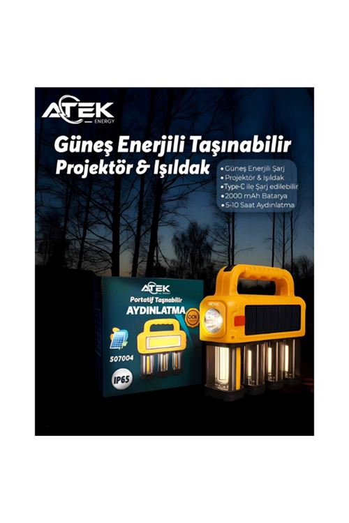 Güneş Enerjili Taşınabilir Projektör Işıldak
