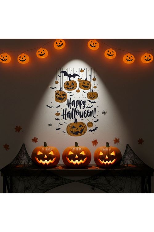 Halloween Temalı Balkabaklı Duvar Sticker Seti
