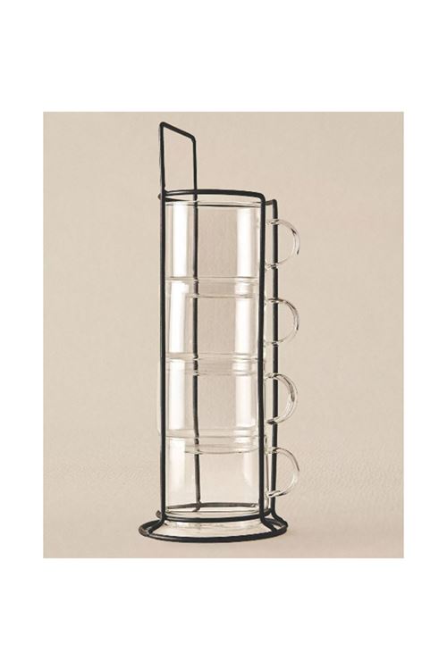 Standlı Borosilikat 4'lü Fincan Seti