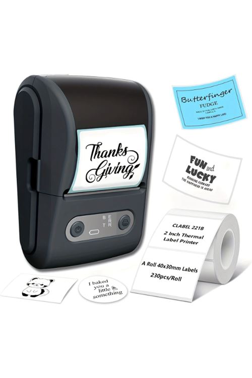 Siyah Kablosuz Portatif Etiket Yazıcısı