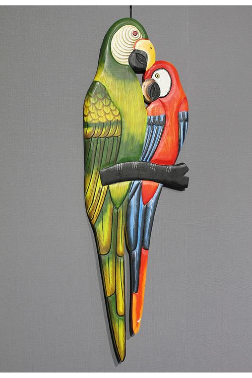 Ahşap Duvara Asmalı 2'li Papağan Model 1