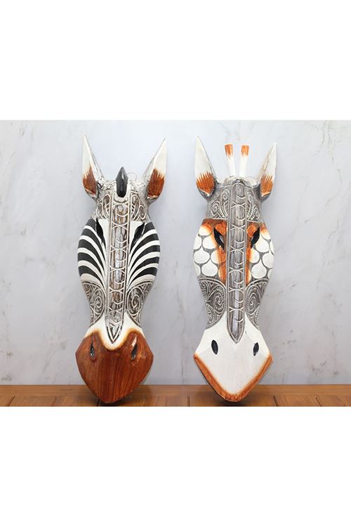 Ahşap Duvara Asmalı Maske Zebra