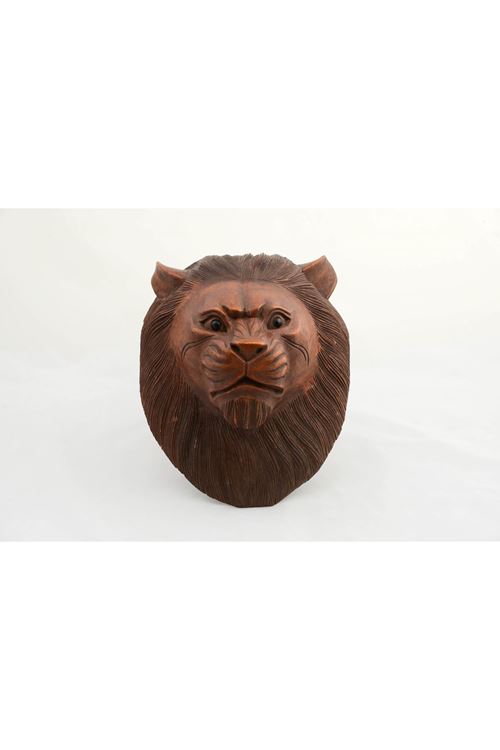 Maun Ağacı El Yapımı Dekoratif Aslan Büstü