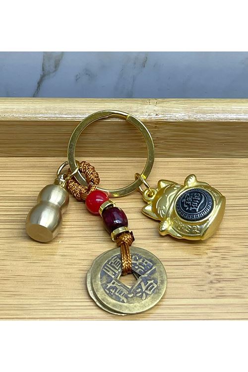 Metal Şans Ve Bereket Kedisi Anahtarlık Model 3