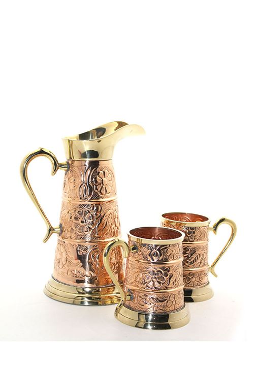 Pirinç 2 Bardaklı Sürahi Seti