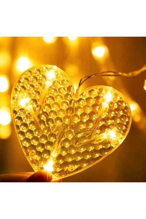 Kalp Perde Led Işık 3m 6 Sıra 12 Adet Gün Işığı