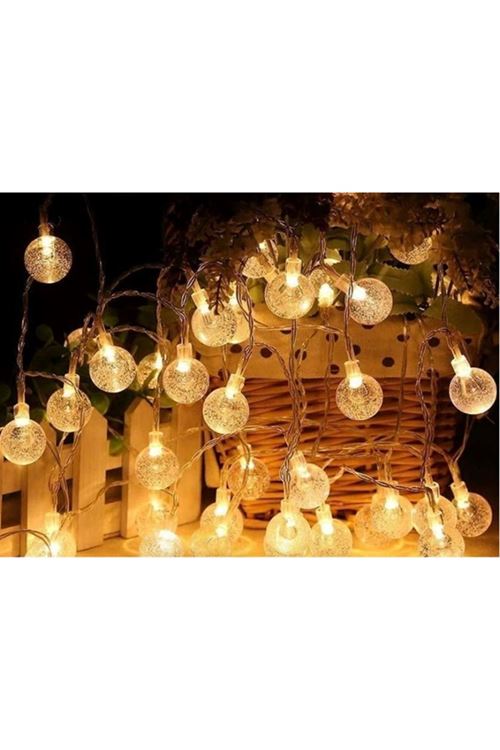 5m 28 Led Kristal Top Gün Işığı Şeffaf Kablo Fişli Eklemeli