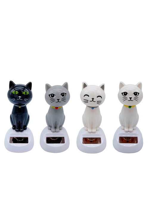 Güneş Enerjili Sallanan Kedi Figürü