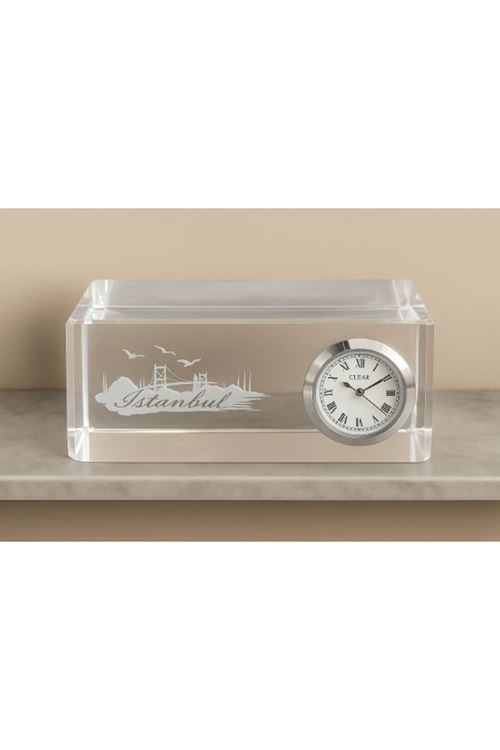 İstanbul Tasarımlı Kristal Saatli Biblo