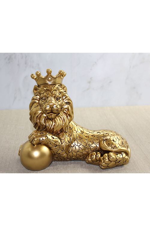 Polyester Dekoratif Taçlı Aslan Figürü