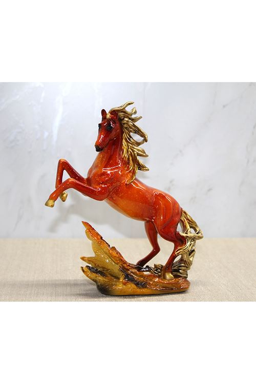 Polyester Gold Detaylı Şahlanmış At Figürü