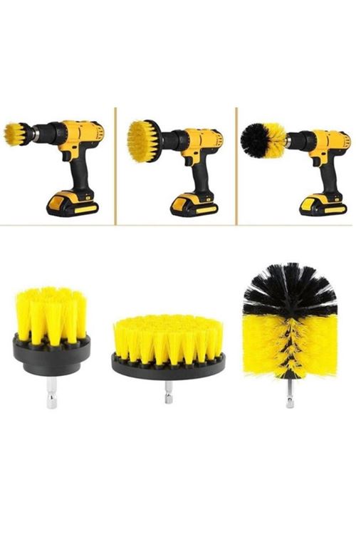 Matkap Ucuna Takılan 3'lü Fırça  Temizlik Seti