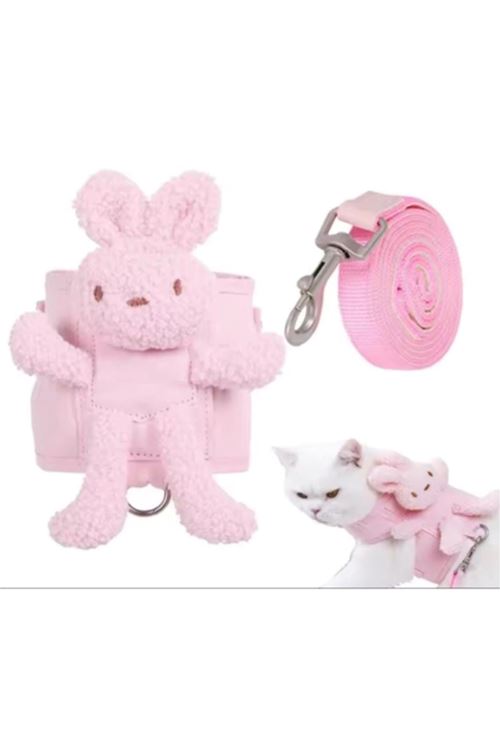 Evcil Hayvan Peluş Ayıcıklı Göğüs Gezdirme Tasması Set