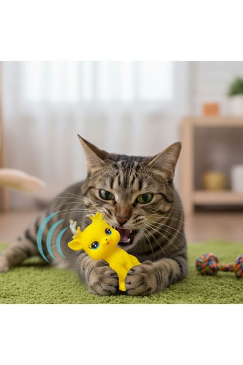 Evcil Hayvan Sesli Geyik Şeklinde Plastik Oyuncak