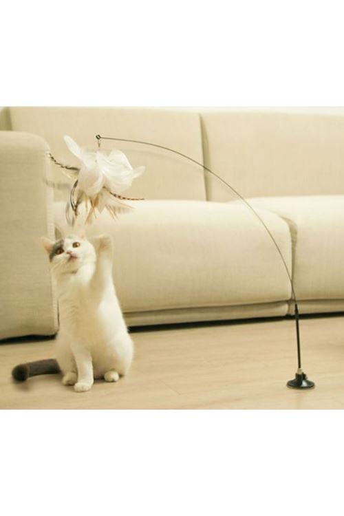 Vantuzlu Tüylü Zilli Kedi Oyun Oltası