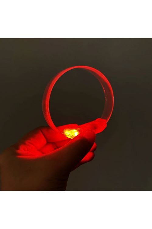 3 Modlu Pilli LED Işıklı Esnek Parti Bilekliği Kırmızı