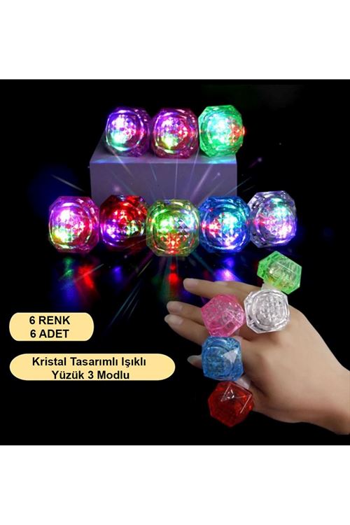 6'lı Kristal LED Parti Yüzük Seti