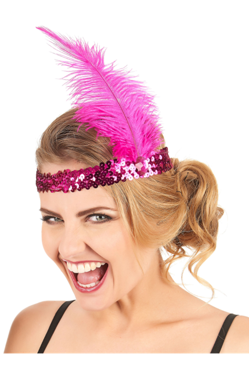 Fuşya Renk Çarliston Saç Bandı