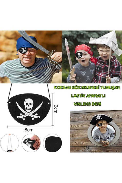 Vinleks Deri Korsan Göz Bandı Lastikli