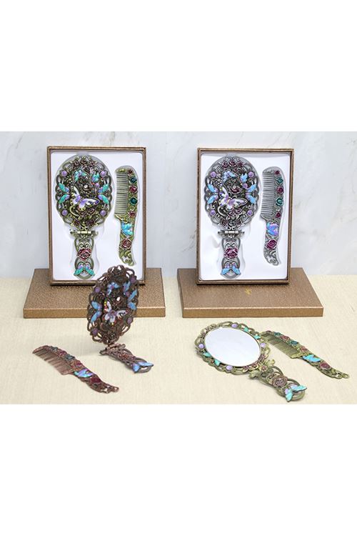 Kelebek Katlanabilir Ayna Ve Tarak Seti Büyük Boy