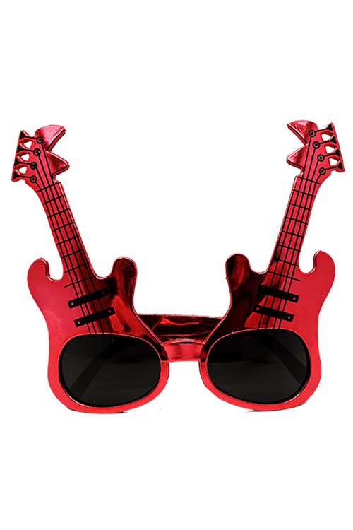 Kırmızı Renk Gitar Şekilli Parti Gözlüğü