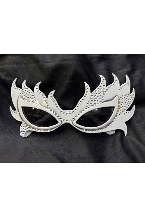 Taşlı Beyaz Alev Parti Gözlüğü