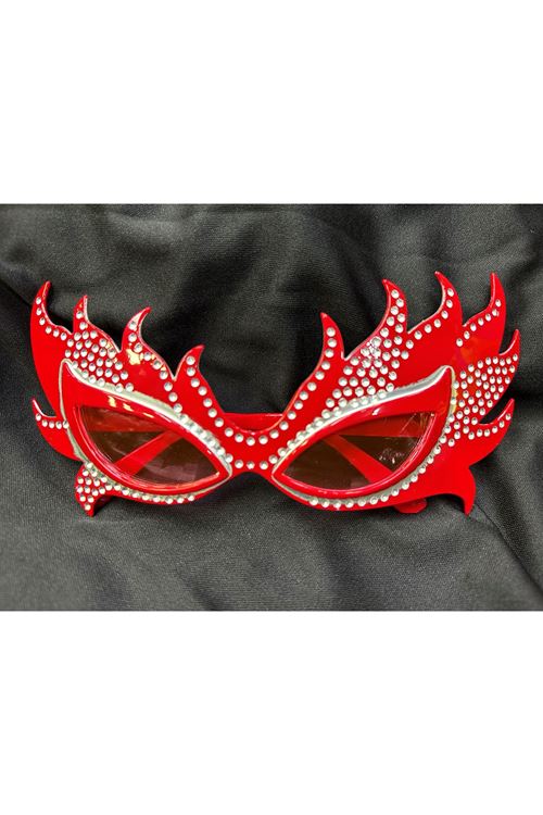 Taşlı Kırmızı Alev Parti Gözlüğü