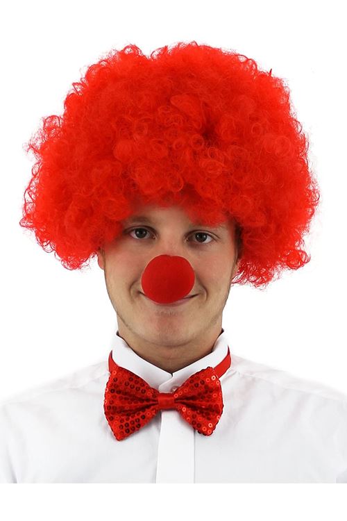 Kırmızı Renk Kıvırcık Afro Palyaço Seti