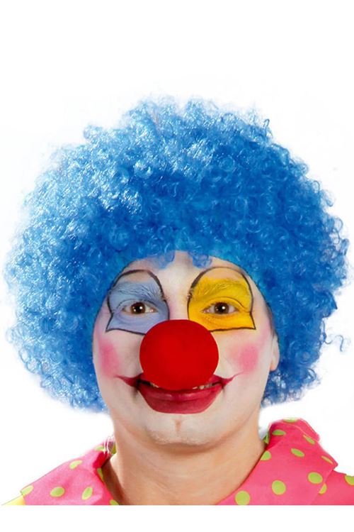 Mavi Renk Kıvırcık Afro Palyaço Seti