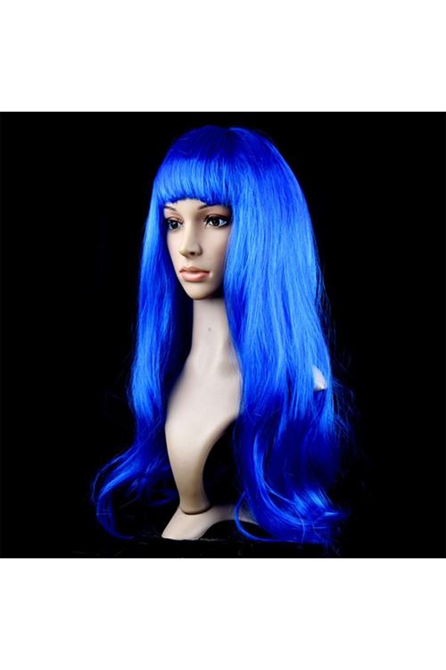 Mavi Renk Uzun Parti Peruğu