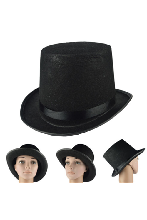 Yetişkin Boy Siyah Renk Keçe Sihirbaz Fötr Şapka