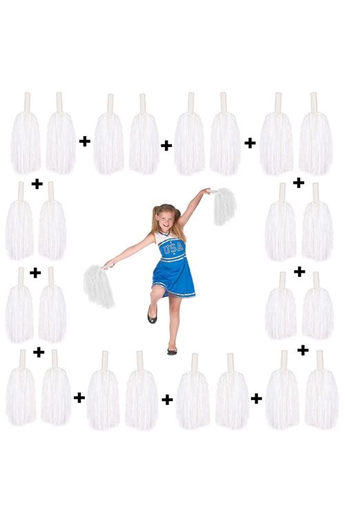 12 Çift Beyaz Gösteri Ponponu (24 Adet)