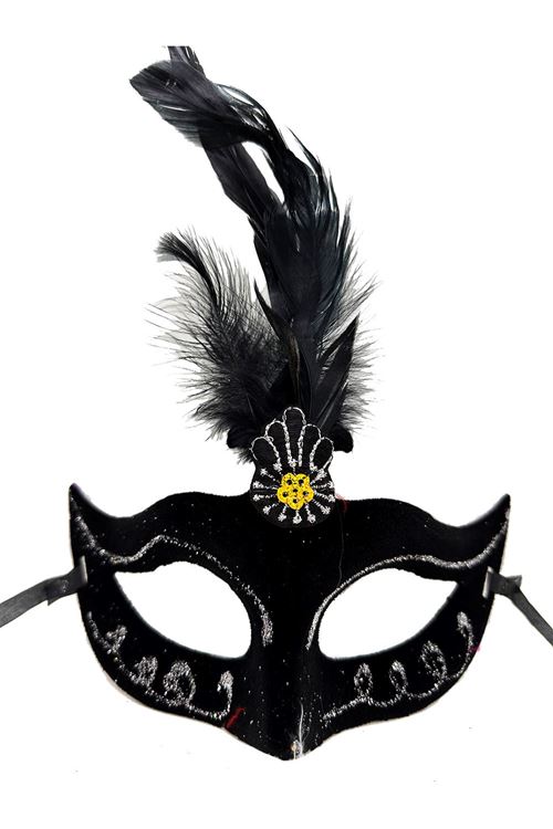 Siyah Tüylü Süet Parti Maskesi