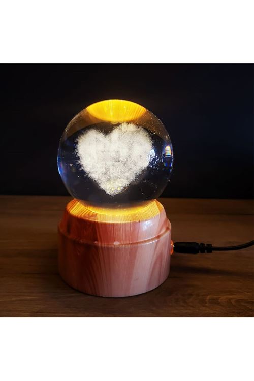 Kalp Tasarımlı Dönen Cam Küre