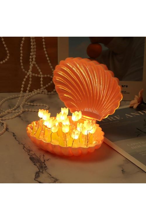 LED Işıklı Kendin Yap Deniz Kabuğu Tasarımlı Lale Lamba