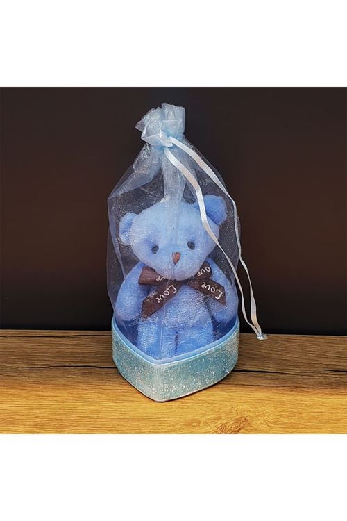 Mavi Hediyelik Kese İçinde Ayıcık