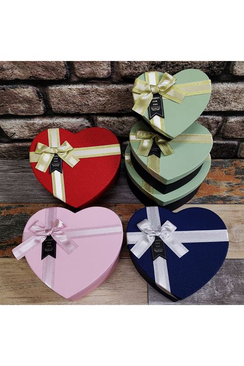 3'lü Hediyelik Kalp Kutu Seti