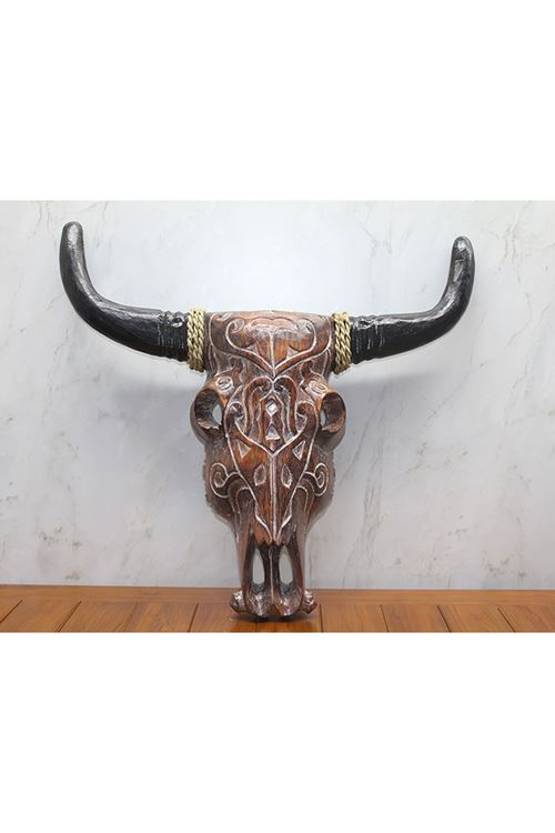 Ahşap Duvara Asmalı Bufalo Kafası