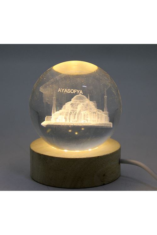 3D İstanbul Temalı Kristal Cam Küre Led Lamba Model 2