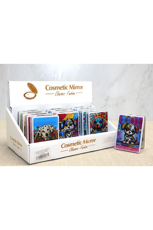 Hareketli Sulu Detaylı Köpek Figürlü El Aynası